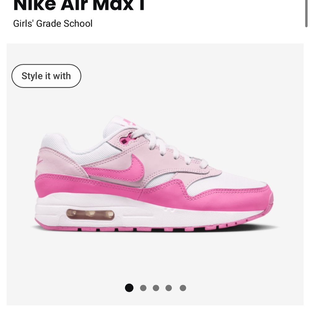 Nike Air Max 1 Pink and White Sneakers